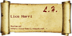 Lics Harri névjegykártya